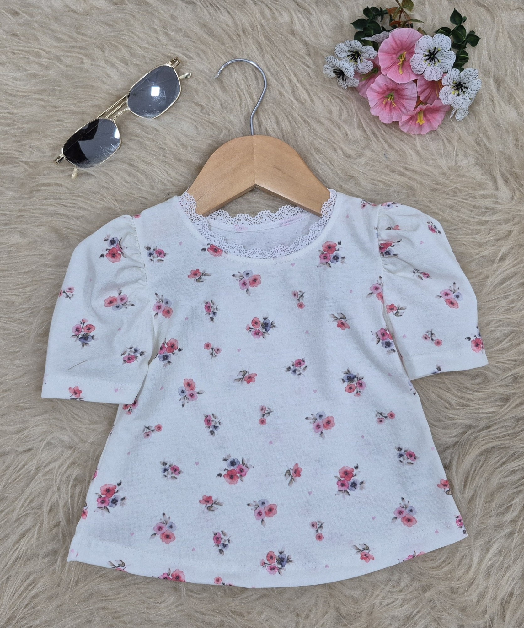 Remera   Manga Princesa  con Puntilla Algodon  Semi Peinado - Imagen 2