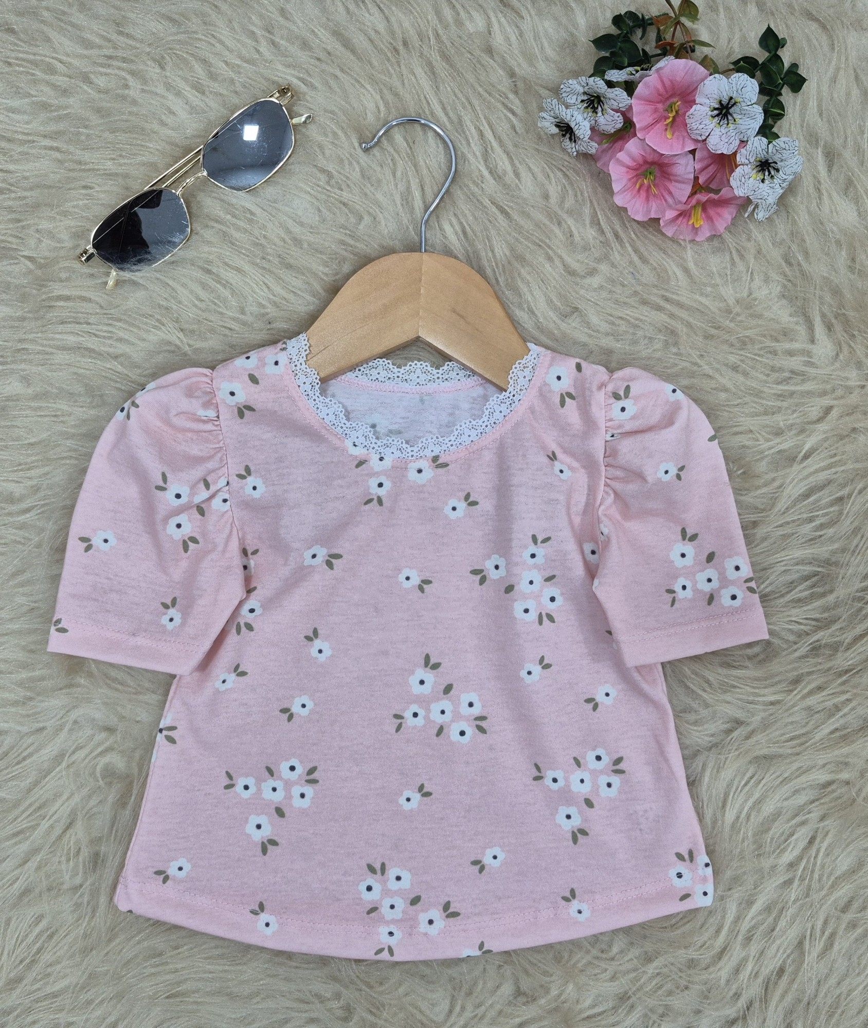 Remera   Manga Princesa  con Puntilla Algodon  Semi Peinado - Imagen 3