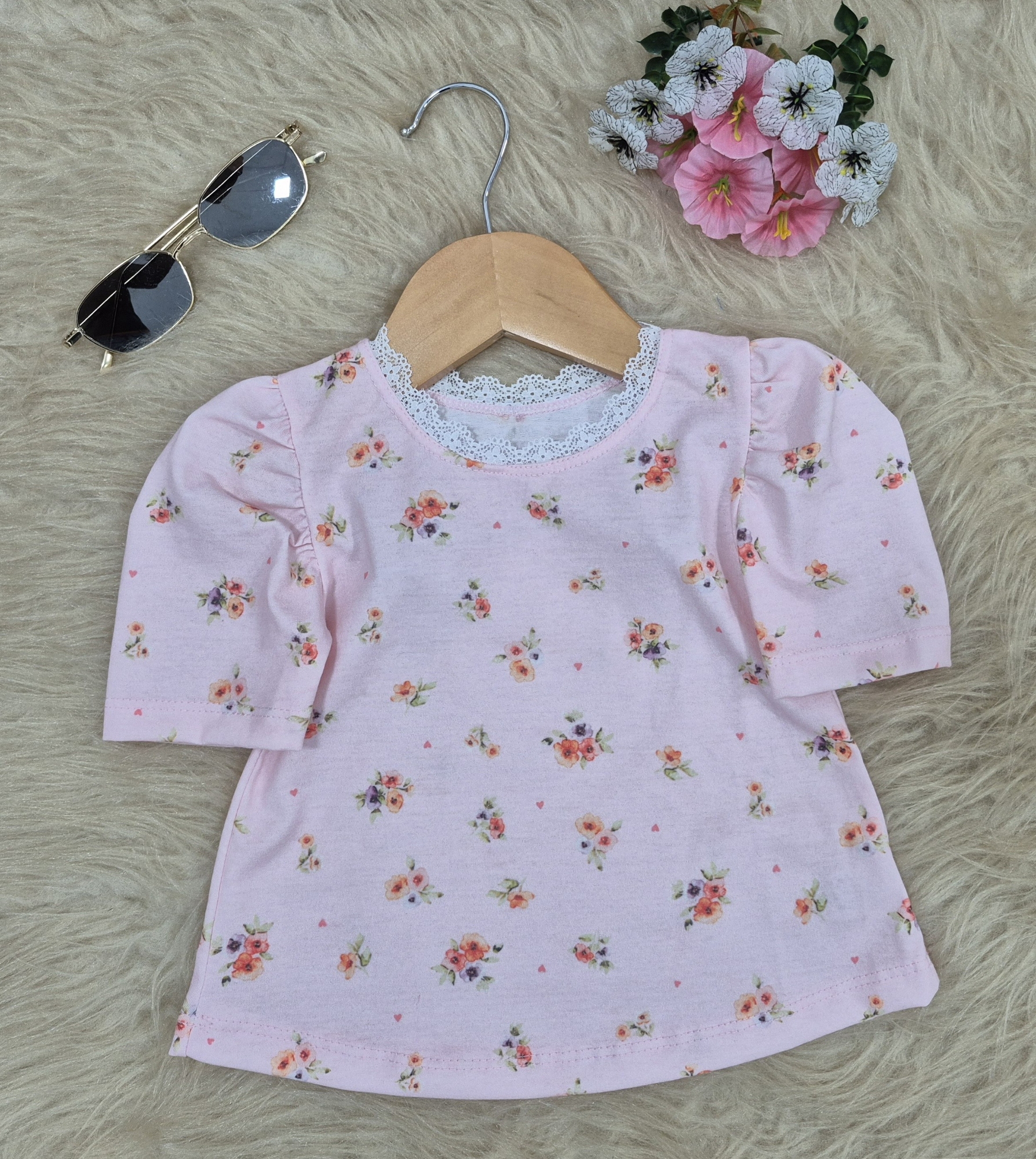 Remera   Manga Princesa  con Puntilla Algodon  Semi Peinado - Imagen 5