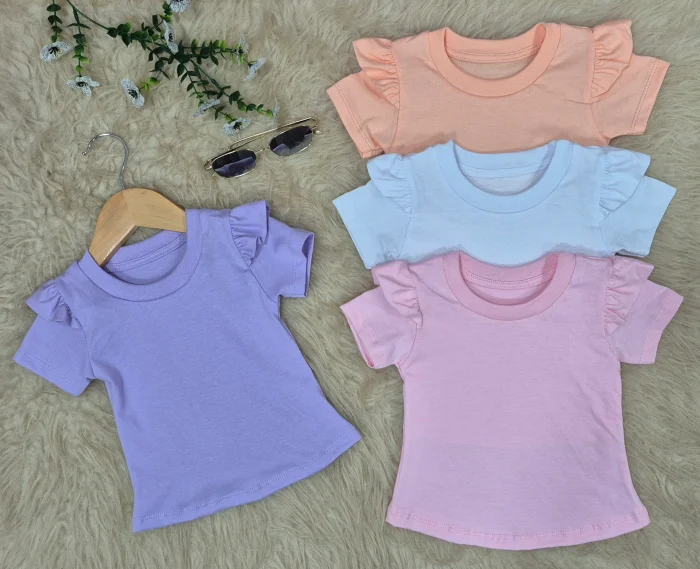 Remera Beba Manga Volado Algodon Peinado
