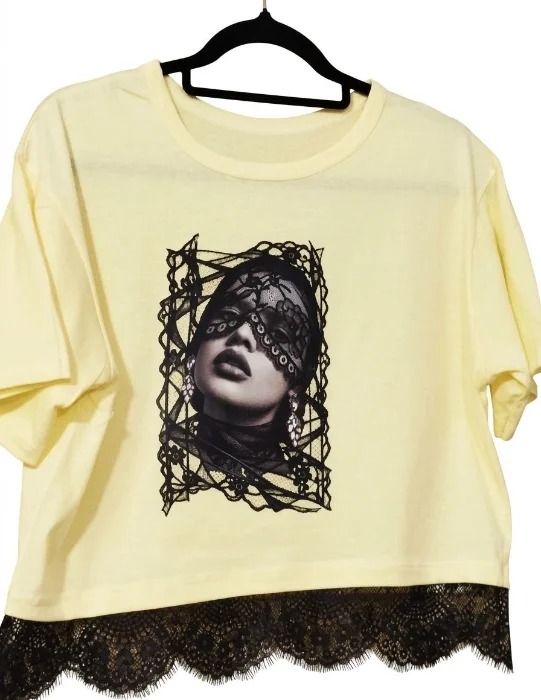 Crop Top Oversai con Puntilla