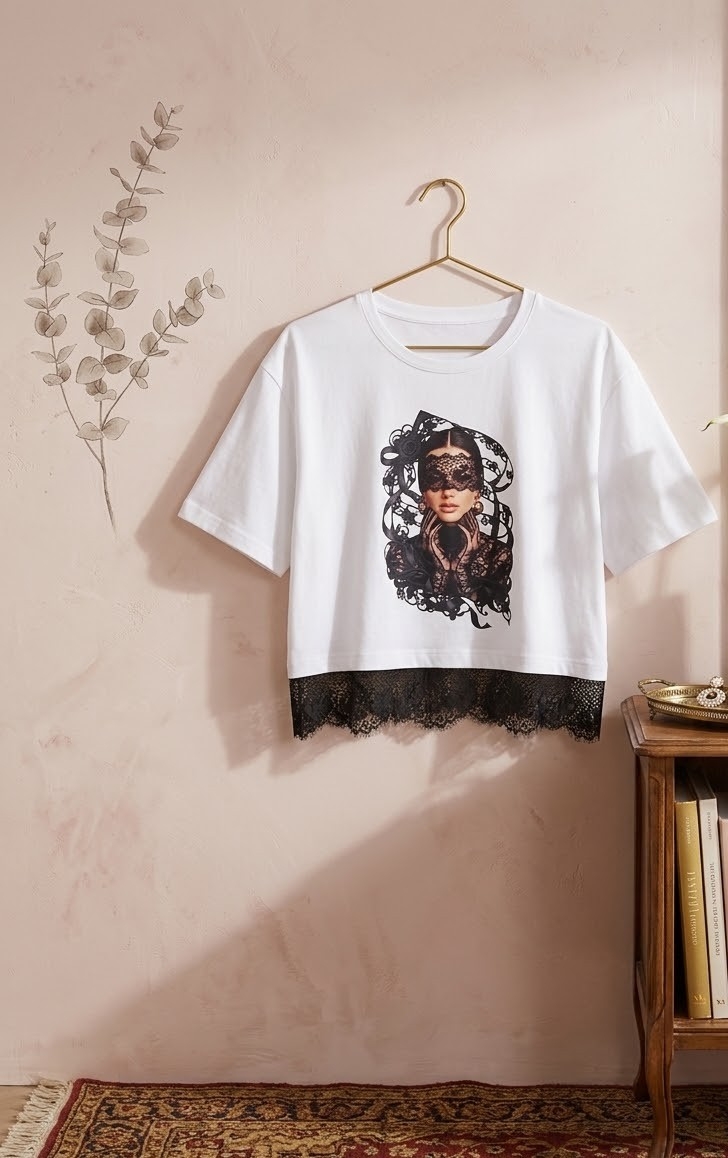 Crop Top Oversai con Puntilla - Imagen 3
