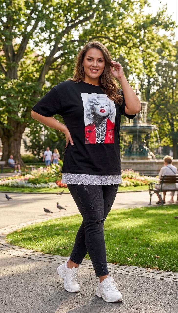 Remera Oversize con Puntilla Tendencia - Imagen 2