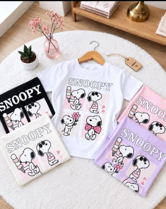 Remera Algodón Peinado Snopy