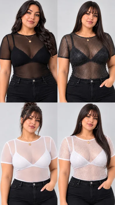 Blusa Todo Tul Manga Corta