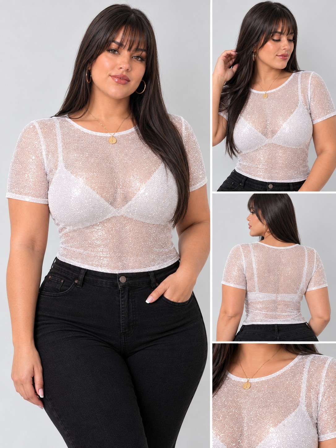 Blusa Todo Tul Manga Corta - Imagen 2