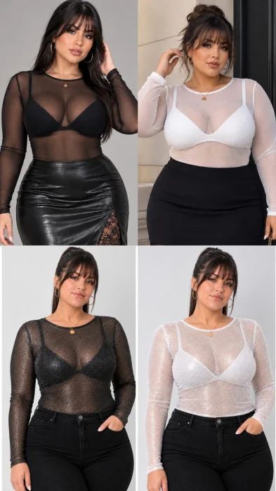 Blusa Todo Tul Manga Larga