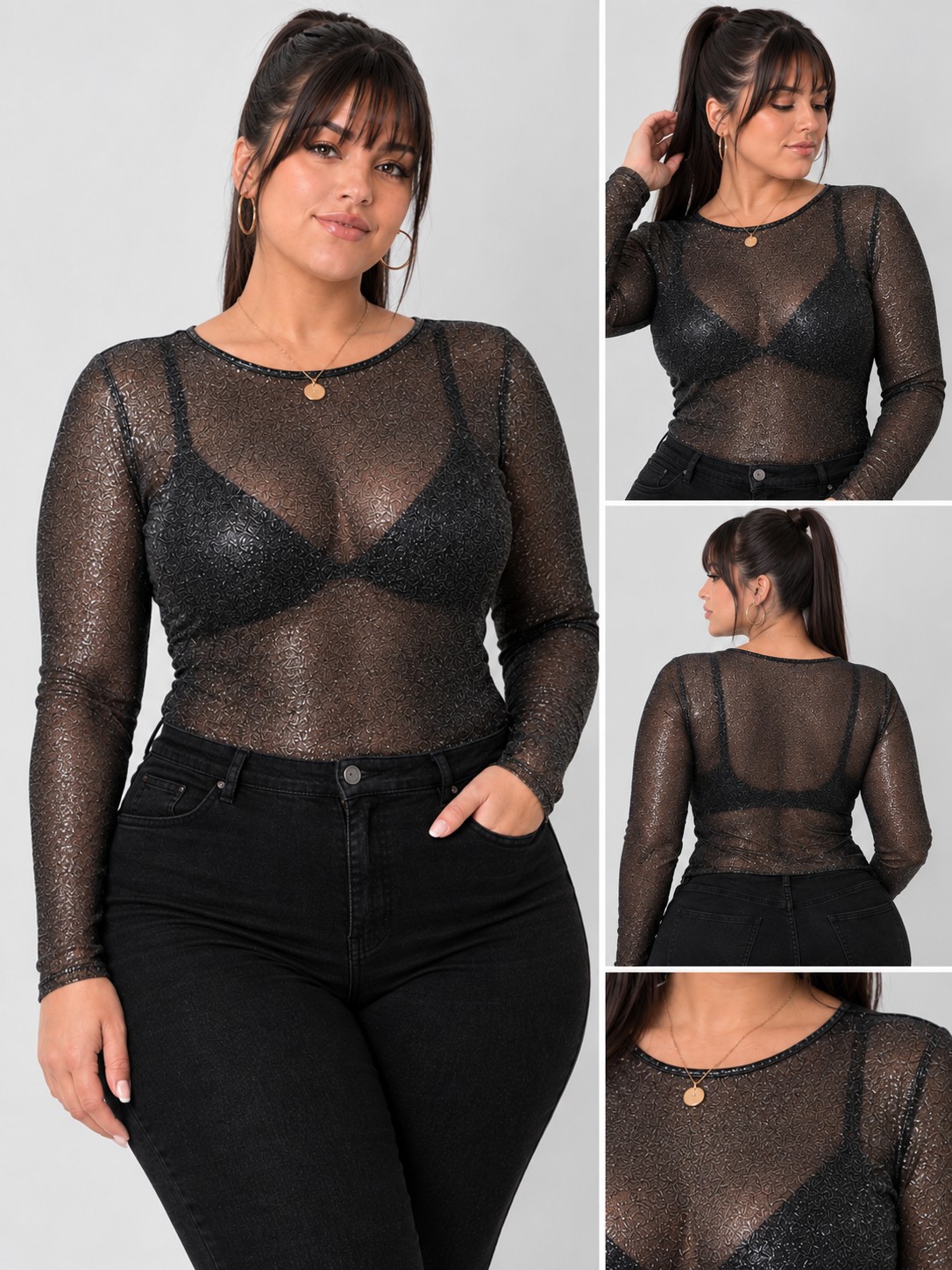 Blusa Todo Tul Manga Larga - Imagen 2
