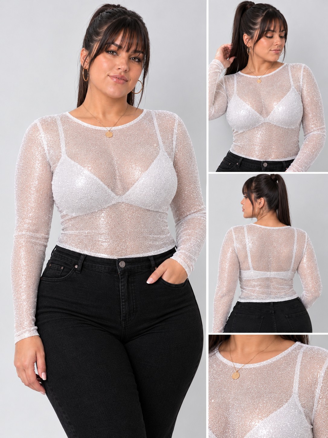 Blusa Todo Tul Manga Larga - Imagen 3