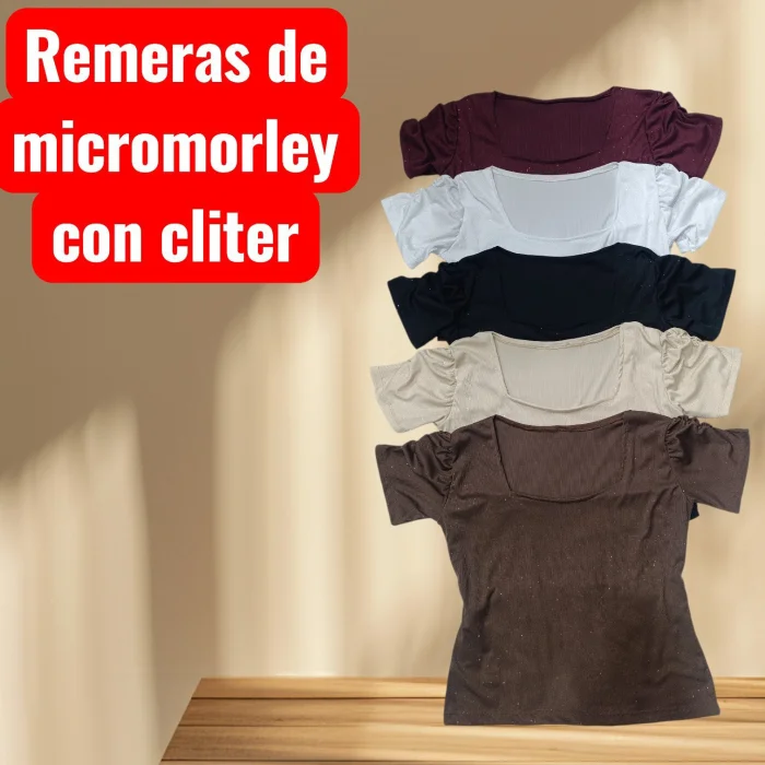 Remeras Tipo Scoote de Micromorley con Gliter