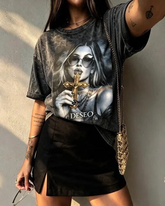 Remera Boxy Batik Estampado