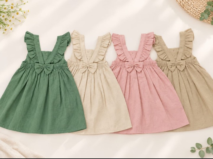 Vestidos de Tussor con Volados y Moño de Nenas Grandes - Imagen 2