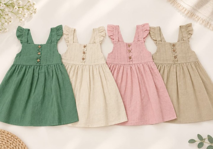 Vestidos de Tussor con Volados y Moño de Nenas Grandes - Imagen 3