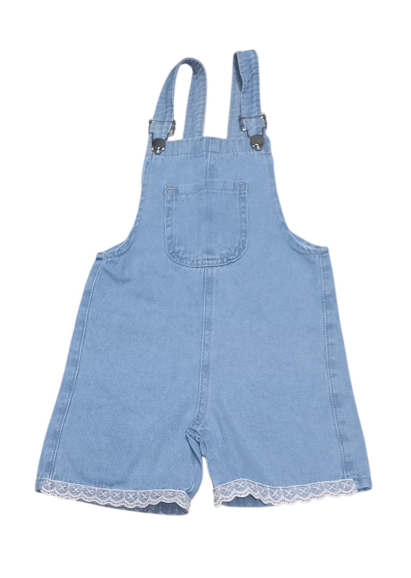 Jardinero de Jeans Rígido con Moños y Puntilla de Beba - Imagen 2