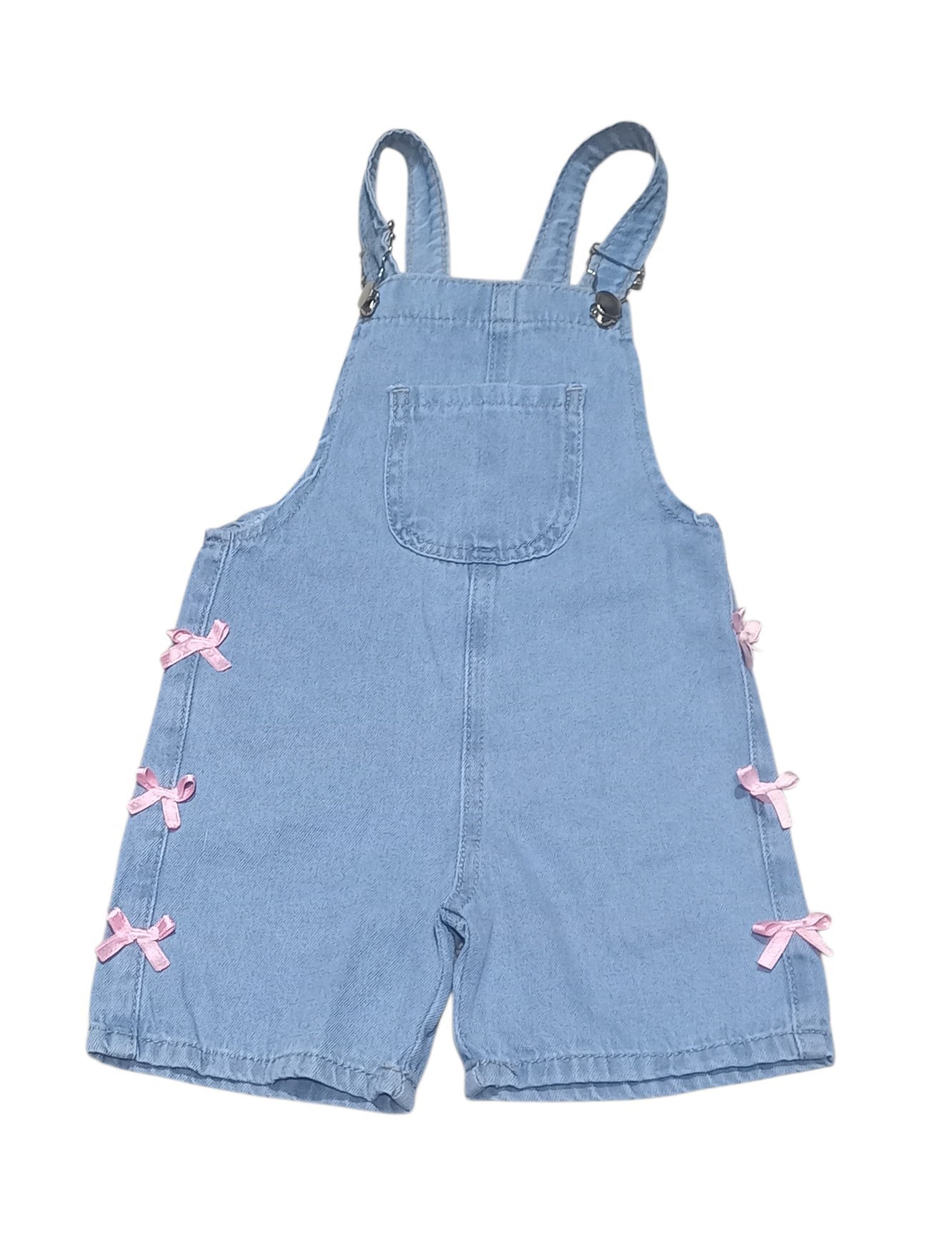 Jardinero de Jeans Rígido con Moños y Puntilla de Beba - Imagen 3