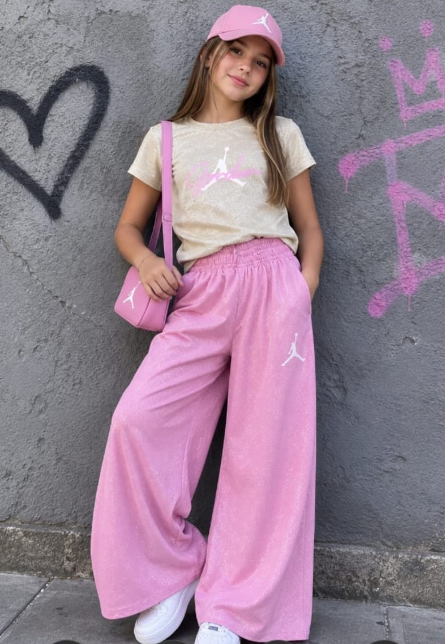 Conjunto Jordan Lycra con Glitter Pupera y Pantalón Palazo - Imagen 4