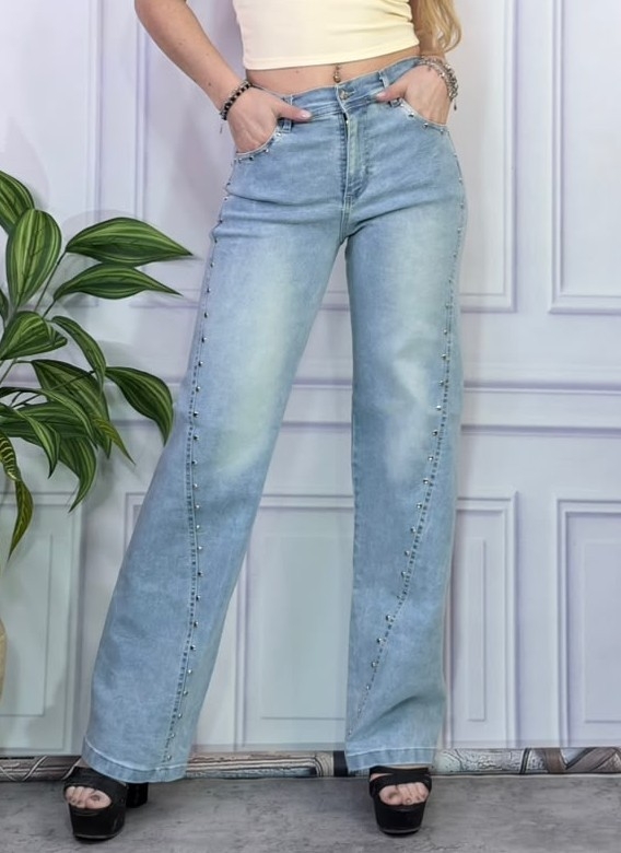 Jeans Wide Leg con Tachas ( Elastizado) - Imagen 2