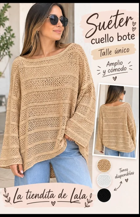 Sweaters Hilo Tokio Cuello Bote 5/6