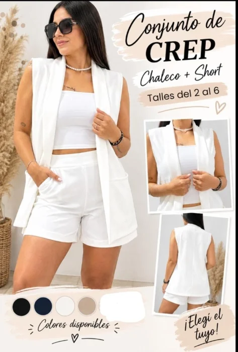 Conjunto Sastrero Crep  Shorts+ Chaleco 2 al 6