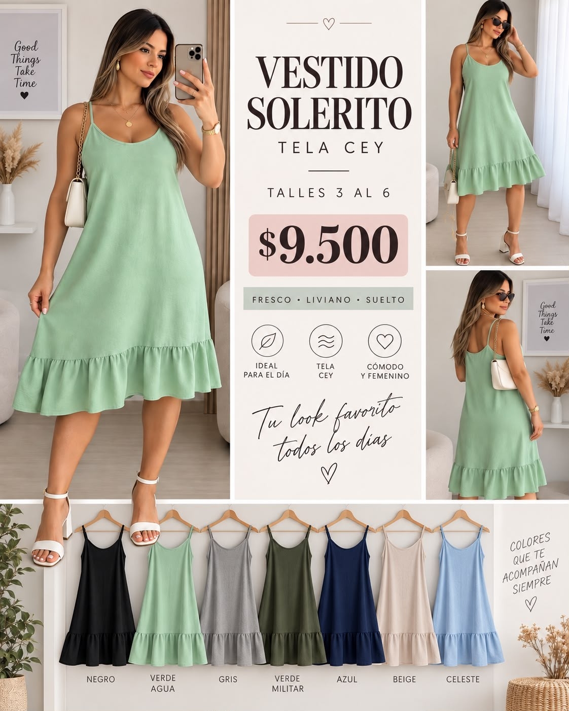 Vestido Solerito Cey Liso y Estampado - Imagen 2
