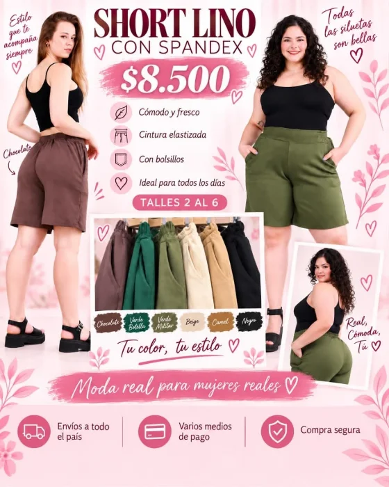 Bermuda Larga Lino Spandex