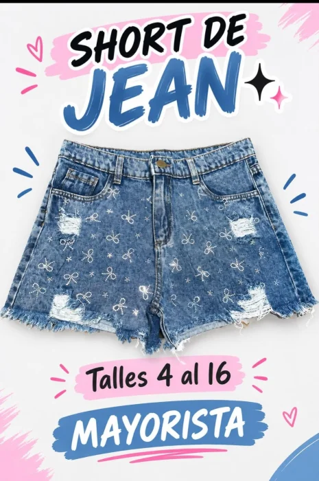 Short de Brillo de Flecado en Celeste ,nevado, Azul