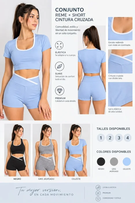 Conjunto Yoga Reme + Short Cintura Cruzada