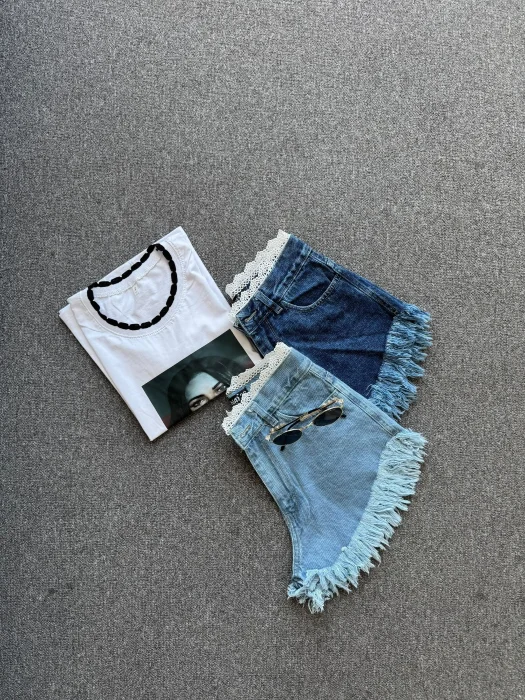 Shorts Jeans Encaje
