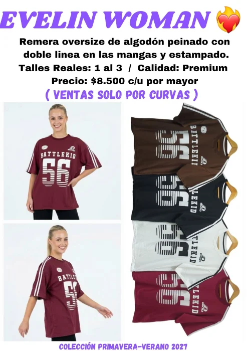 Remera Oversize con Líneas 56 Battlekind