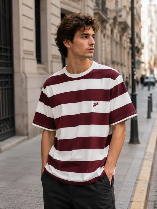 Remeras Semi Overzide Rayadas Estampado