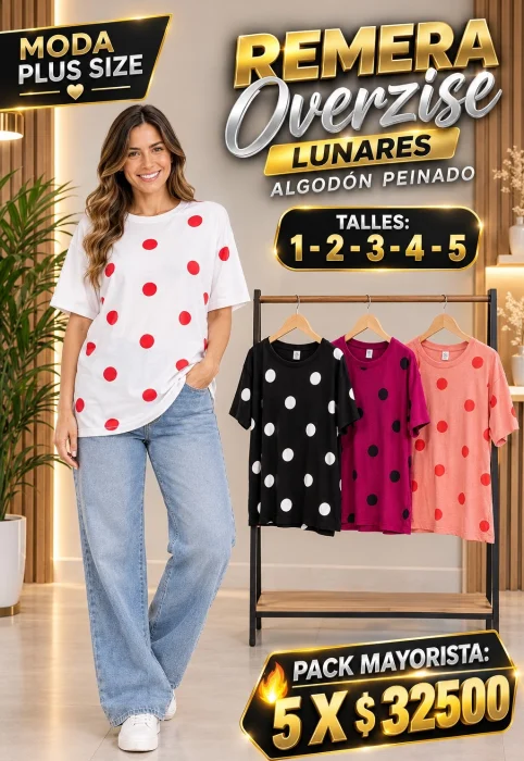 Remera Overzise Lunares Algodón Peinado