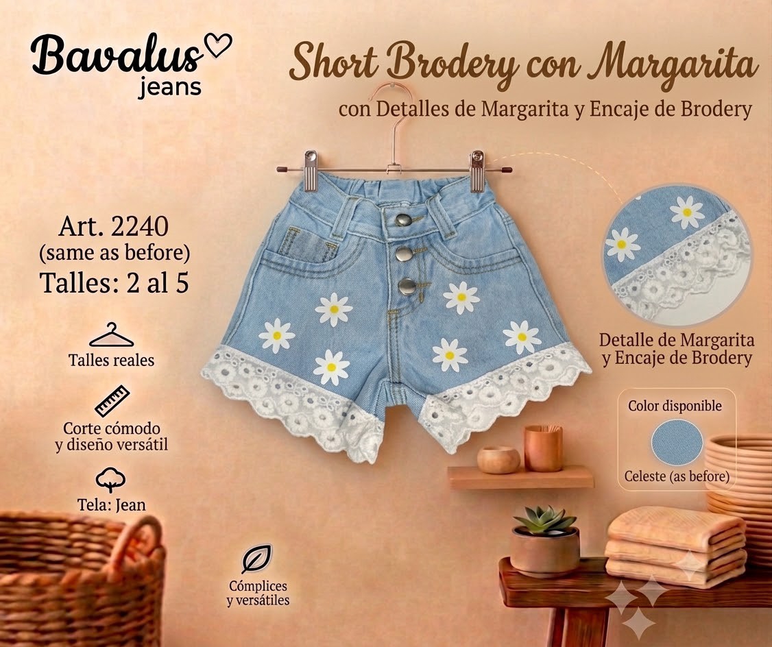 Short Brodery con Margarita - Imagen 2