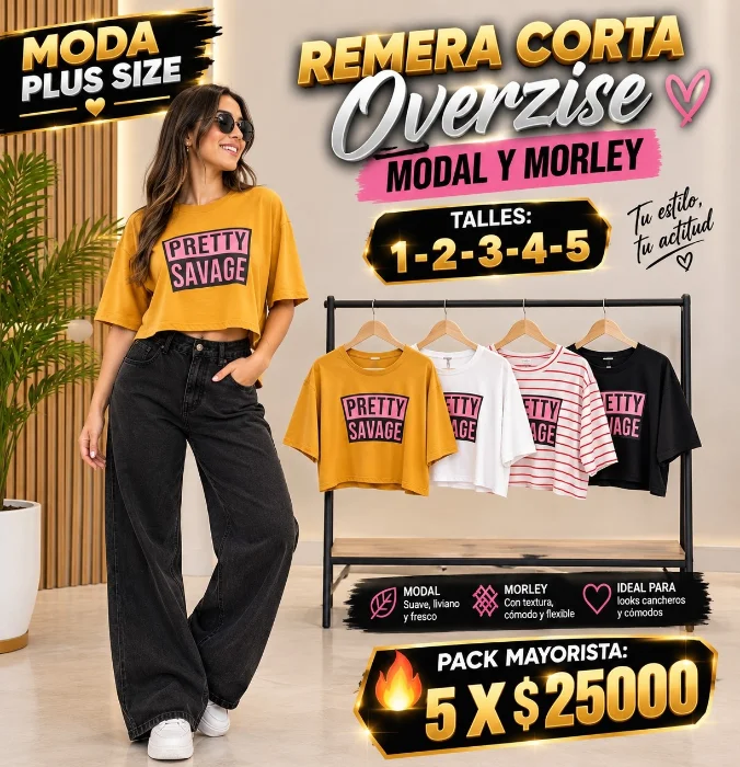 Remeras Corta Overzise Modal y Morley