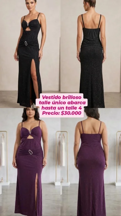 Vestidos con Brillo Talles Abarca  un 4