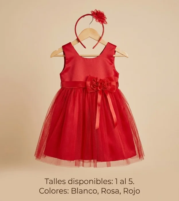Vestido de Fiesta Infantil con Vincha Incluida