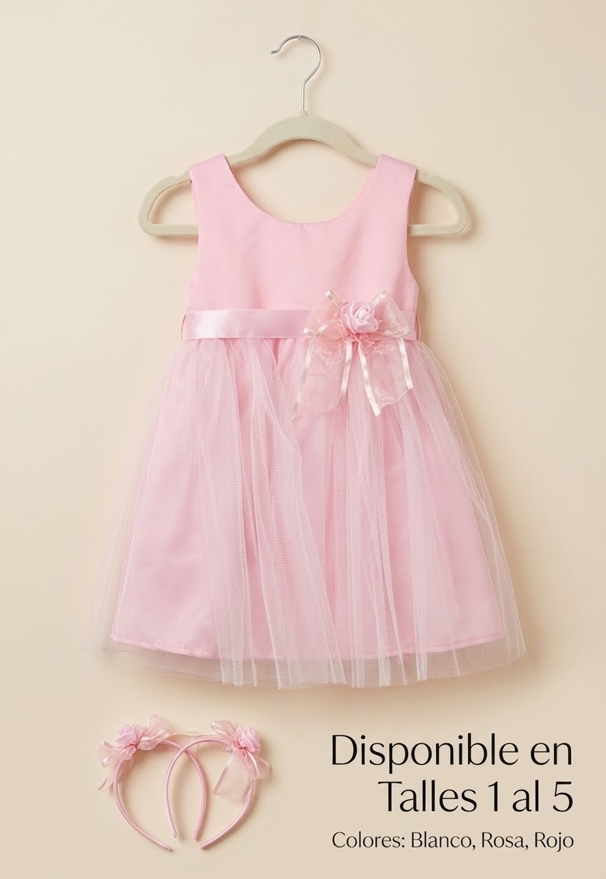 Vestido de Fiesta Infantil con Vincha Incluida - Imagen 2