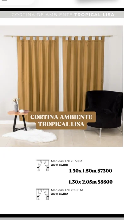 Cortinas de Ambiente Tropical Lisa de 1.30x 1.50