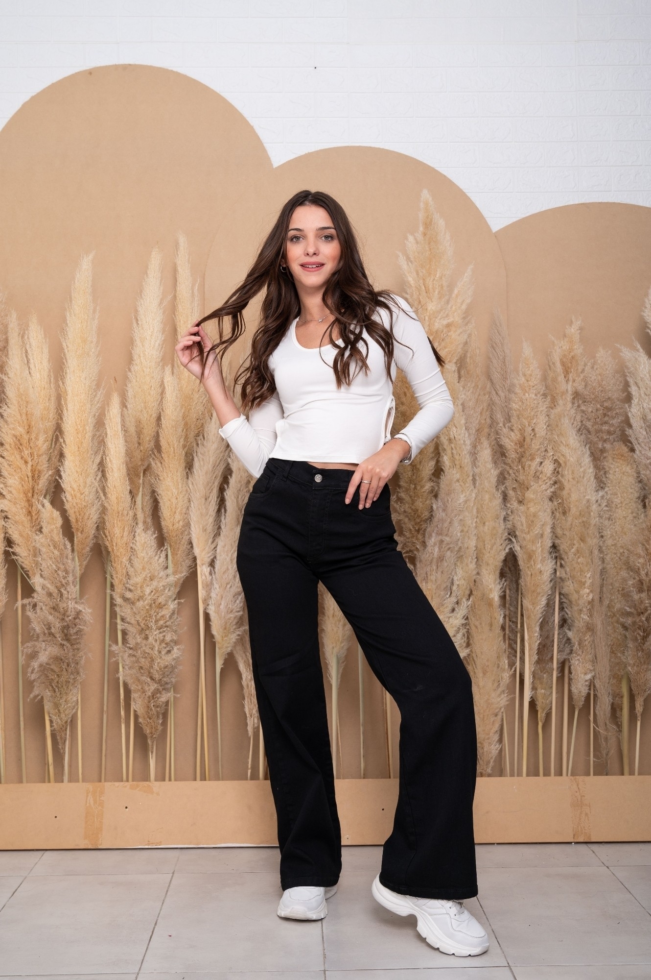 Wide Leg Elastizado Negro - Imagen 2