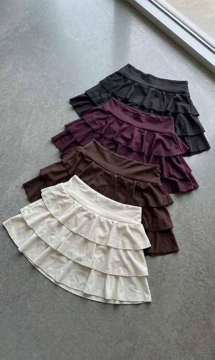 Short Pollera 3 Volados Tres Microfibra Arcane