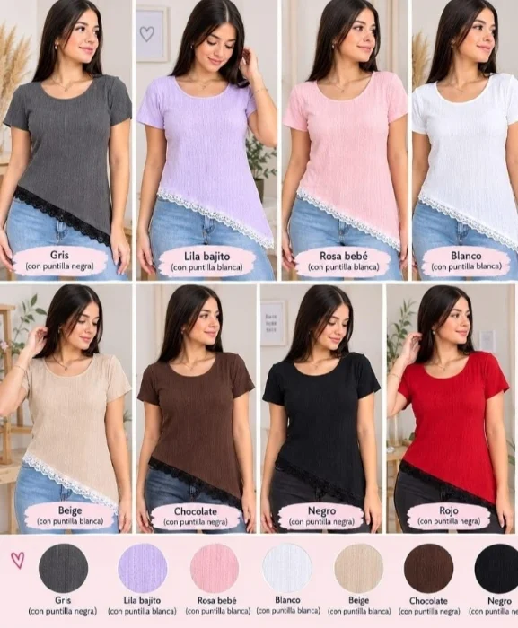 Blusa en Punta de Dama con Puntilla