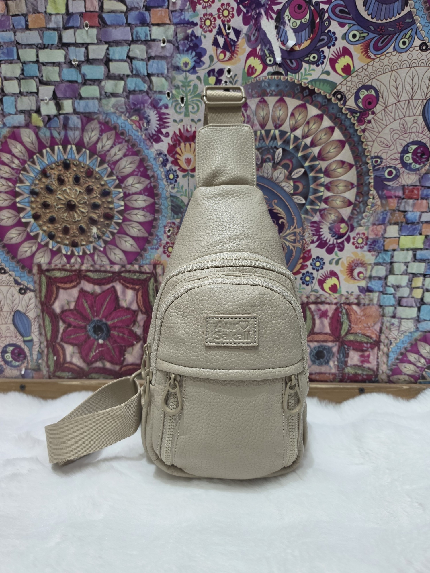 Nuevo Ingreso Morral Cruzado de Cuero Pu con Tira Regulable - Imagen 2