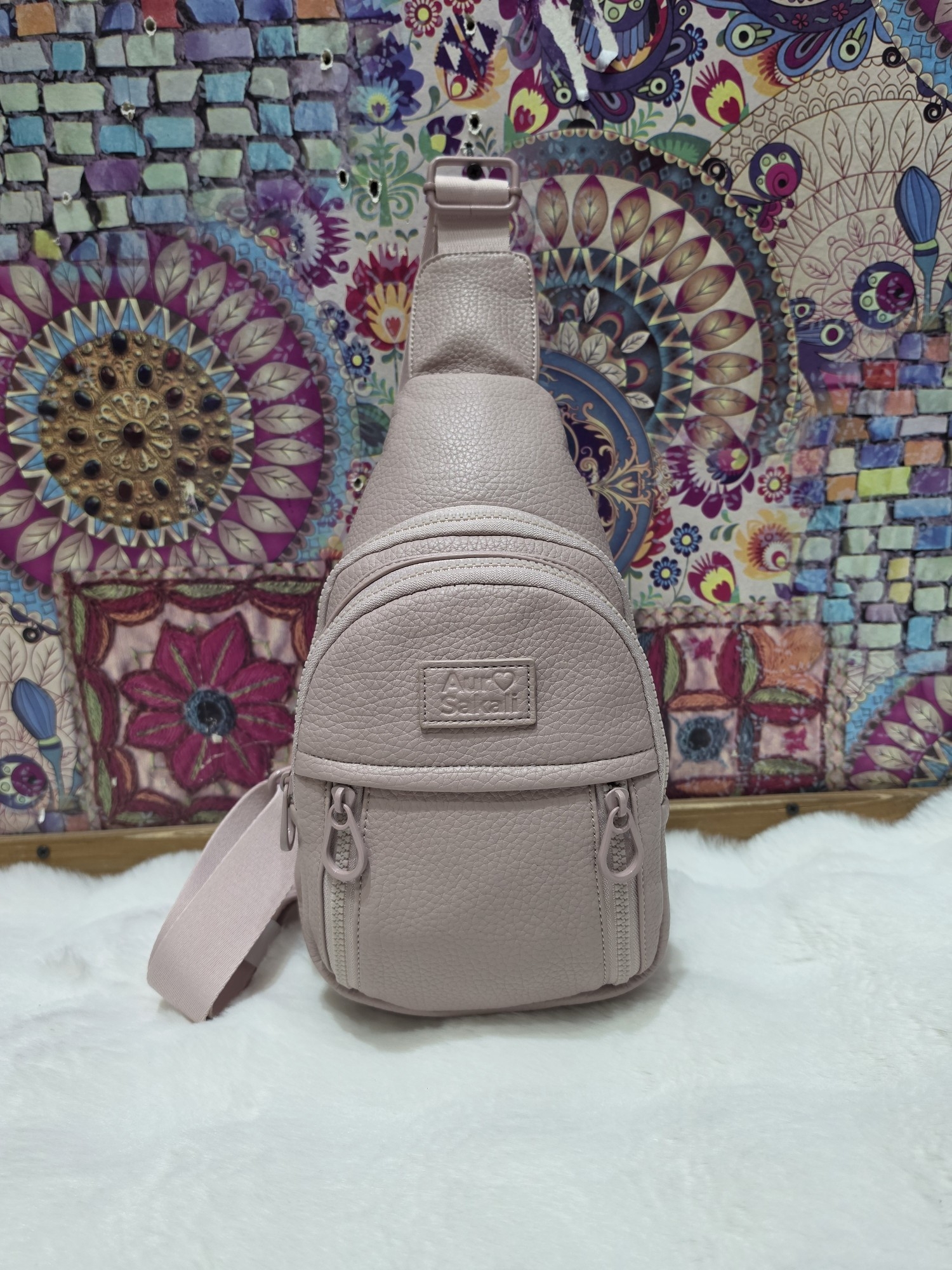 Nuevo Ingreso Morral Cruzado de Cuero Pu con Tira Regulable - Imagen 4