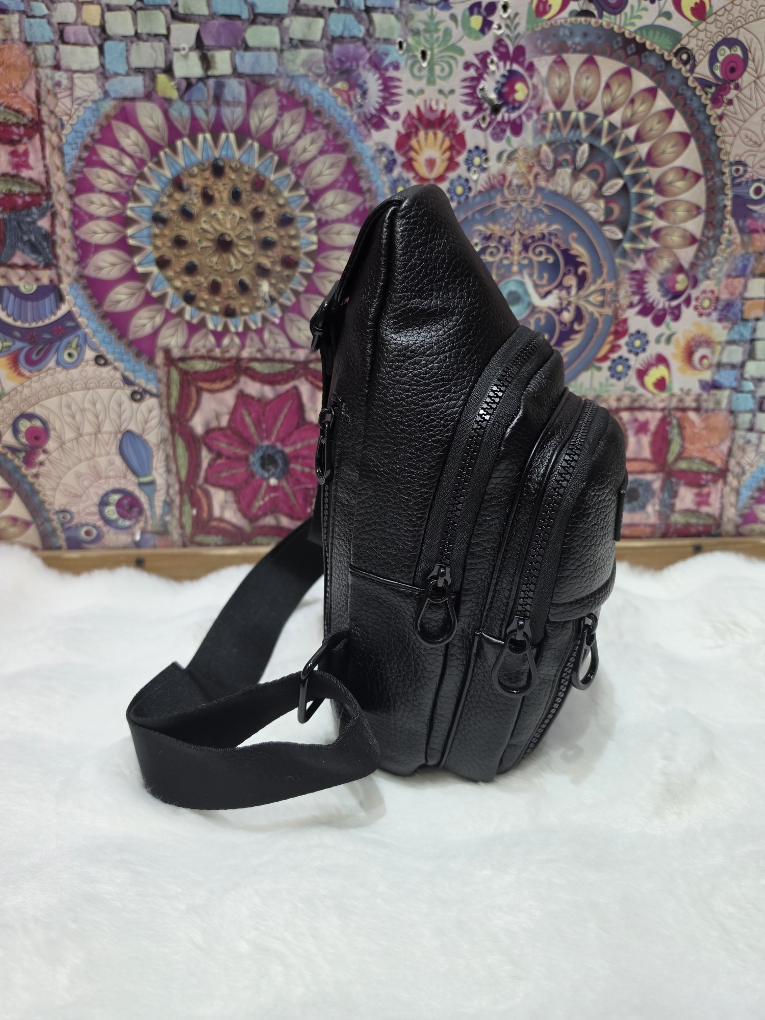 Nuevo Ingreso Morral Cruzado de Cuero Pu con Tira Regulable - Imagen 7