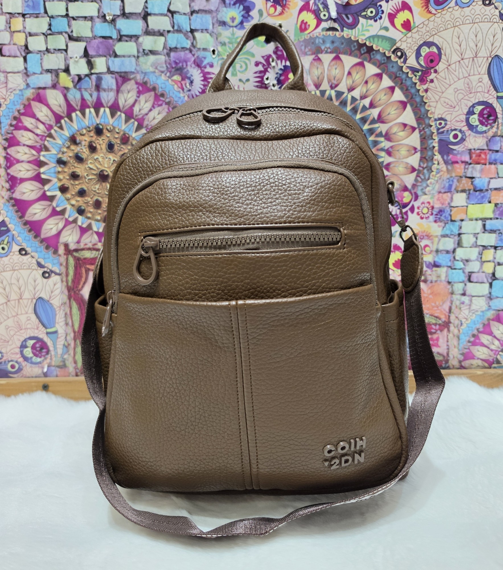 Nuevo Ingreso Mochila Morral de Cuero Pu con Tira Desmontable - Imagen 2