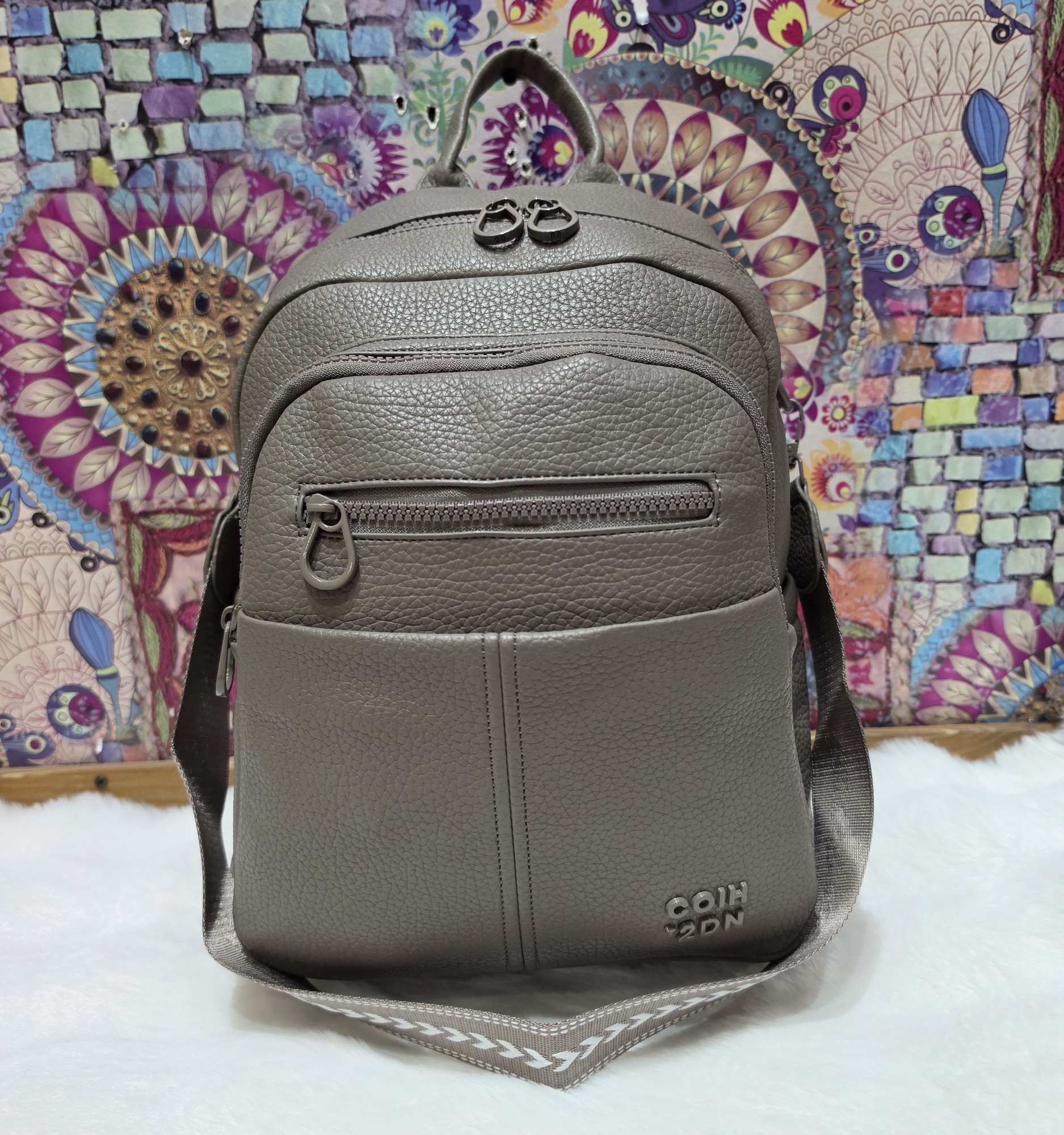 Nuevo Ingreso Mochila Morral de Cuero Pu con Tira Desmontable - Imagen 4