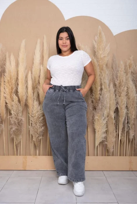 Jeans Palazzo Gris Nevado