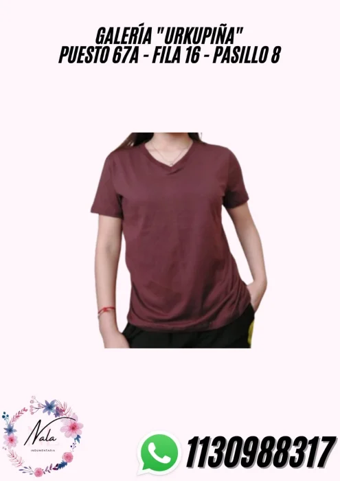 Remeras de Dama Escote en V de Algodon Premiun