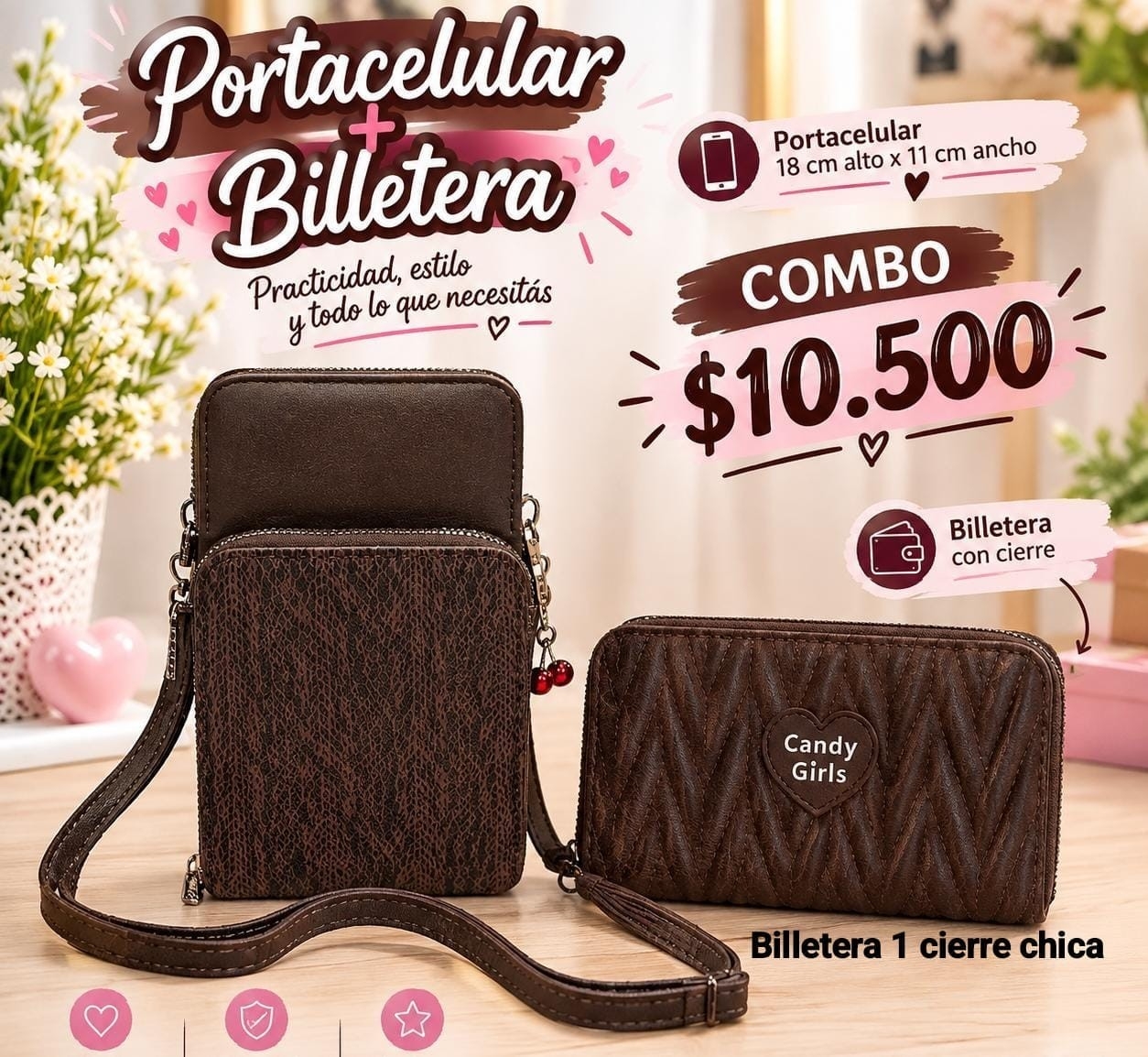 Portacelular + Billetera Chica 1 Cierre en Cuero de Excelente Calidad - Imagen 4