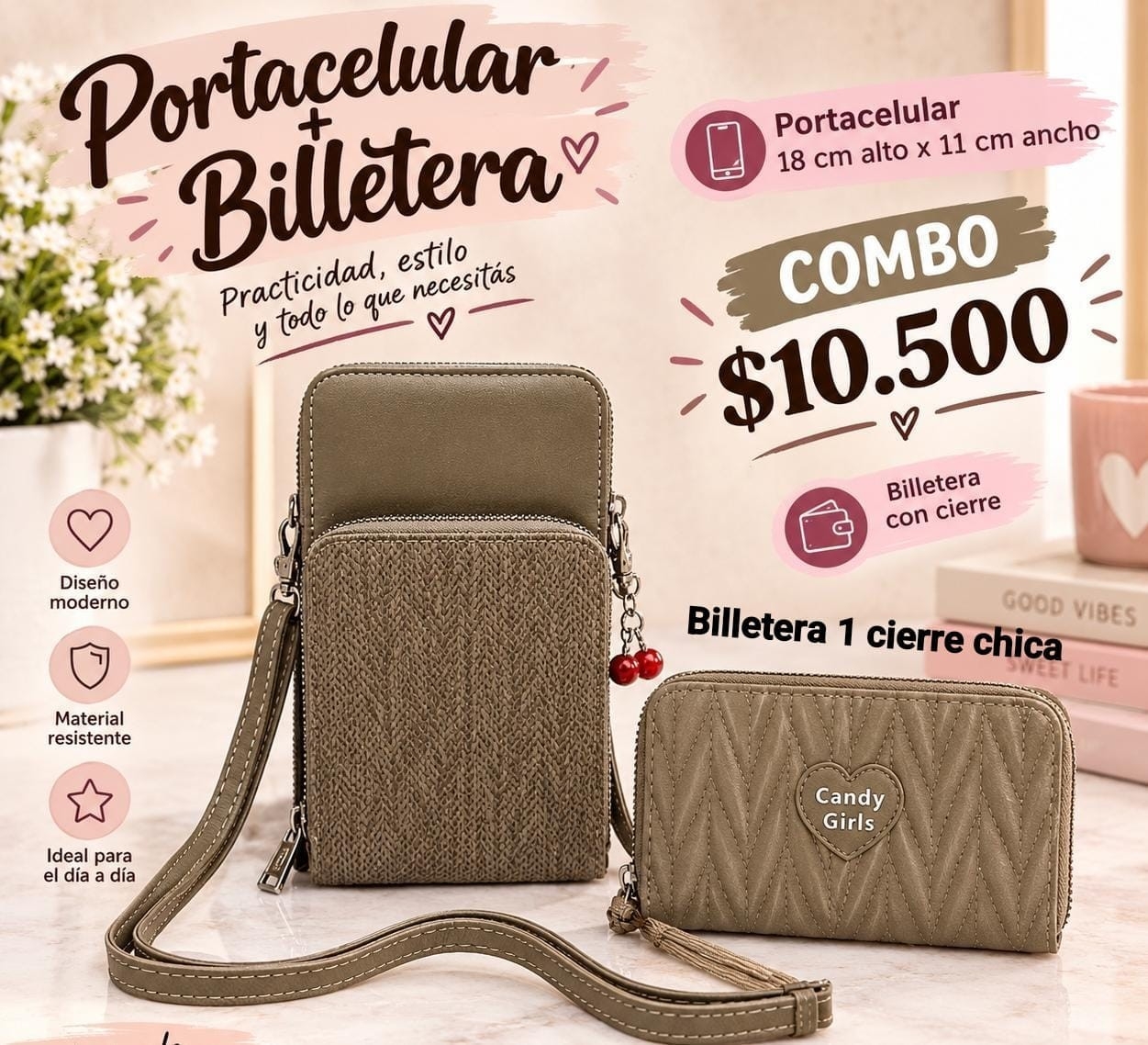 Portacelular + Billetera Chica 1 Cierre en Cuero de Excelente Calidad - Imagen 6