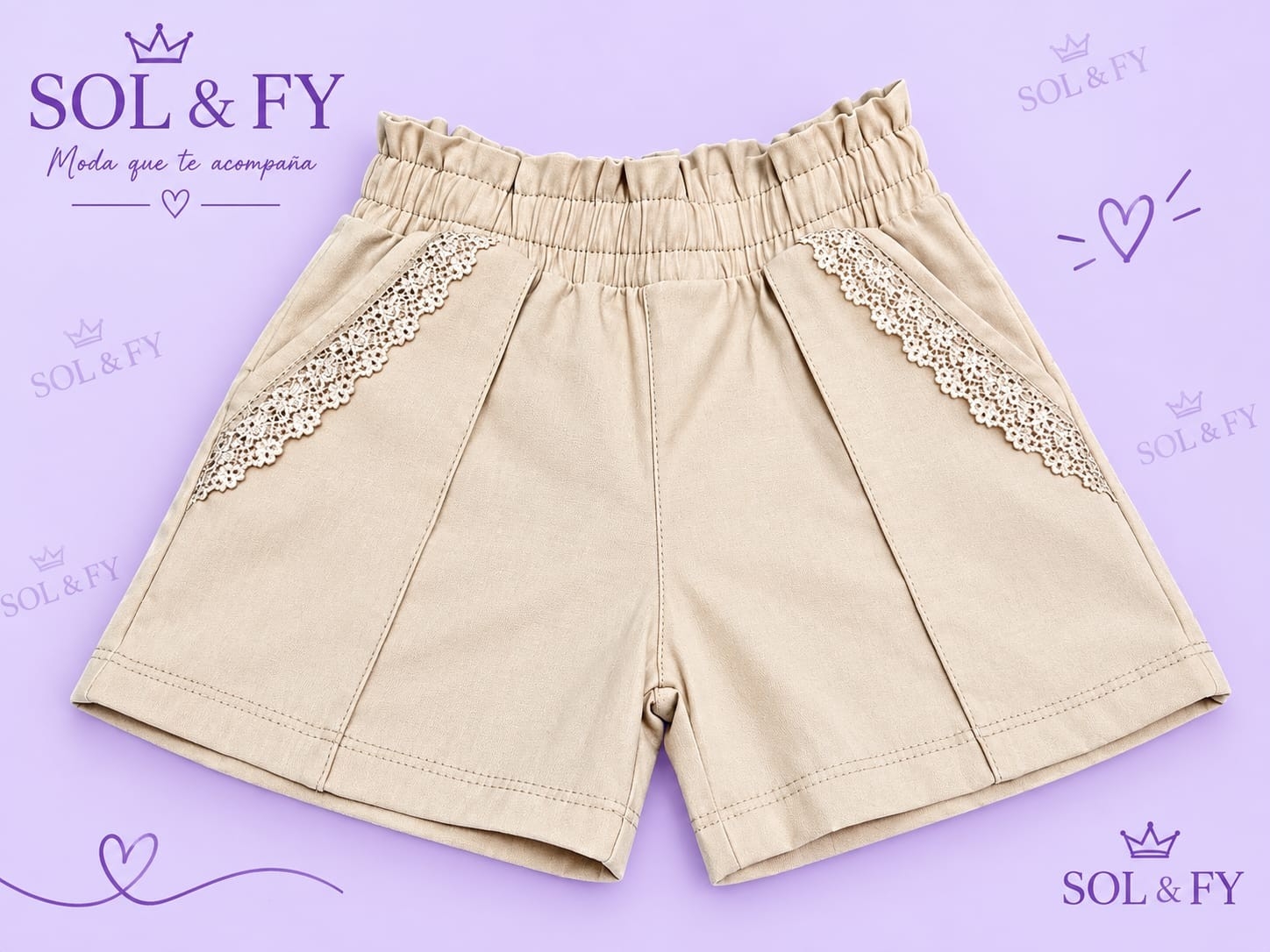 Shorts con Encaje para Niña - Imagen 3